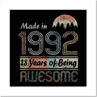 Vintage 1992 Made In 1992 28th Birthday 28 Years Old Gift Posters and Art